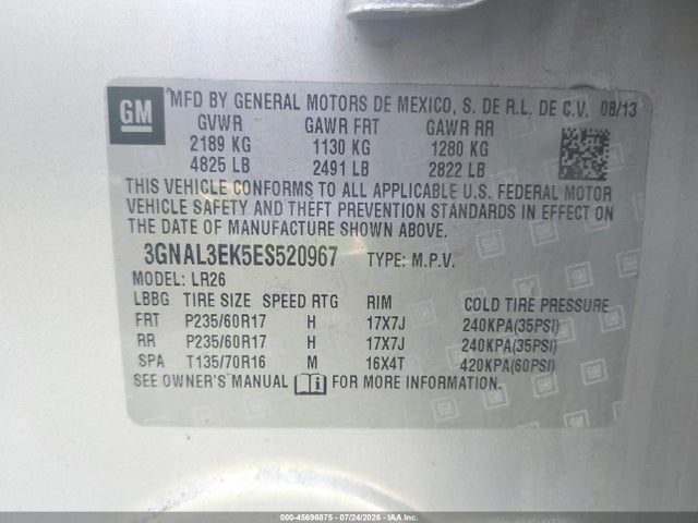 3GNAL3EK5ES520967 Chevrolet Captiva Sport Fleet Lt