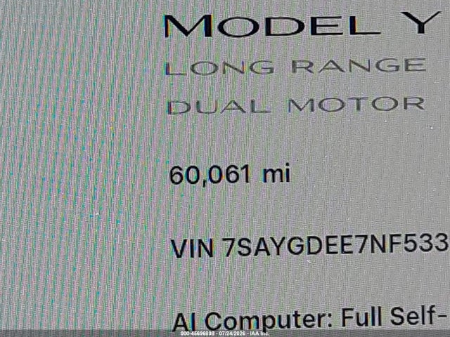 Продажа на аукционе авто 2022 Tesla Model Y Long Range Dual Motor All-wheel Drive, vin: 7SAYGDEE7NF533680, номер лота: 45696898