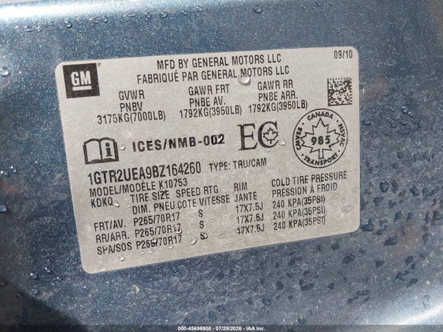 Продаж на аукціоні авто 2011 Gmc Sierra 1500 Sl, vin: 1GTR2UEA9BZ164260, номер лоту: 45696908