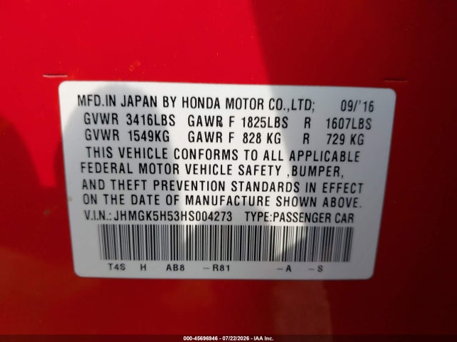 JHMGK5H53HS004273 Honda FIT LX