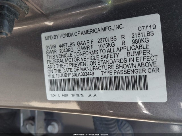 19UUB1F30LA003449 Acura Tlx Standard