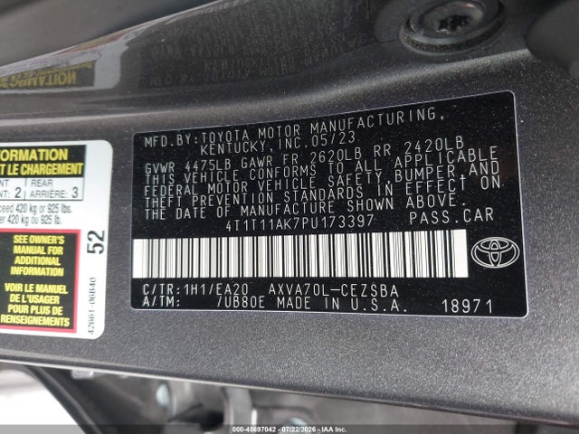 Aukcja sprzedaży 2023 Toyota Camry Se, vin: 4T1T11AK7PU173397, numer aukcji: 45697042