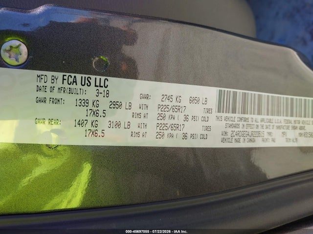 Dodge Grand Caravan Gt 2018 2C4RDGEG4JR223515 Image 9