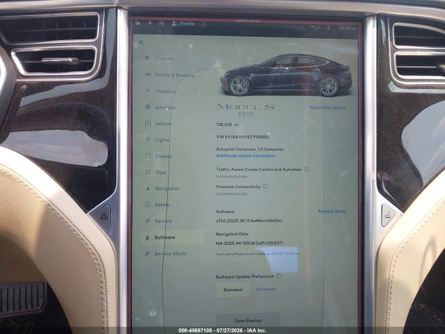 Продажа на аукционе авто 2014 Tesla Model S P85, vin: 5YJSA1H15EFP56859, номер лота: 45697108