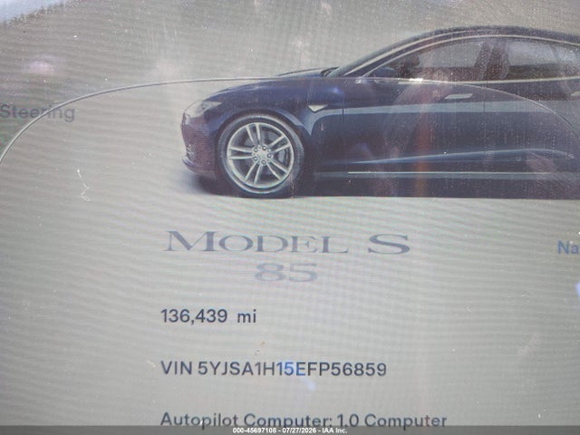 Продажа на аукционе авто 2014 Tesla Model S P85, vin: 5YJSA1H15EFP56859, номер лота: 45697108