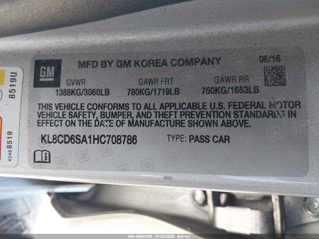 Chevrolet Spark 1lt Cvt 2017 KL8CD6SA1HC708786 Image 9