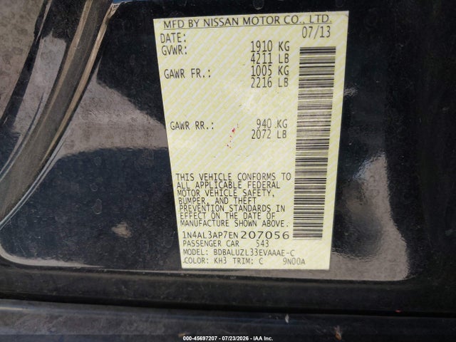 1N4AL3AP7EN207056 Nissan Altima 2.5 Sv
