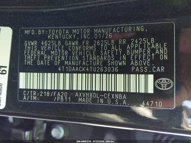 Toyota CAMRY LE 2026 4T1DAACK4TU263036 Image 9