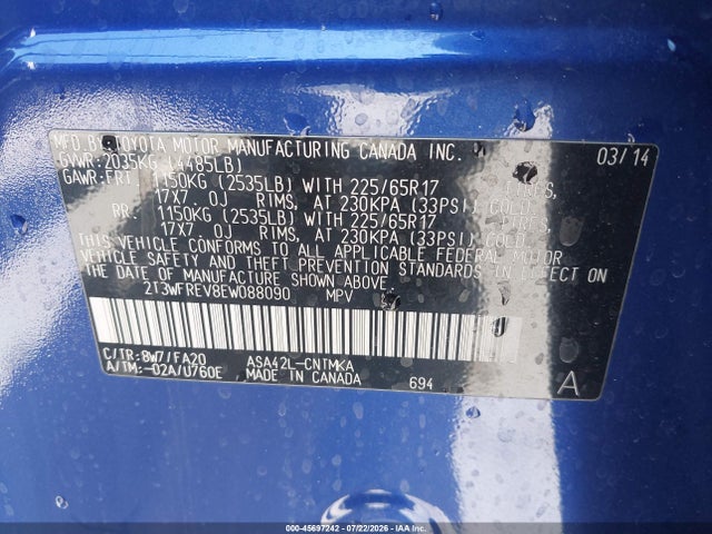 Toyota Rav4 Xle 2014 2T3WFREV8EW088090 Image 9