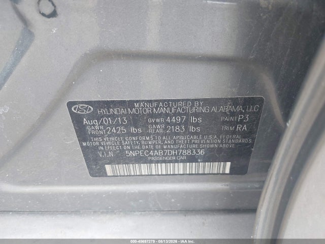 Продаж на аукціоні авто 2013 Hyundai Sonata Se 2.0t, vin: 5NPEC4AB7DH788336, номер лоту: 45697279