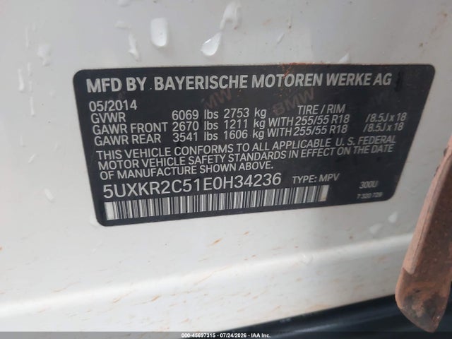 Aukcja sprzedaży 2014 Bmw X5 Sdrive35i, vin: 5UXKR2C51E0H34236, numer aukcji: 45697315