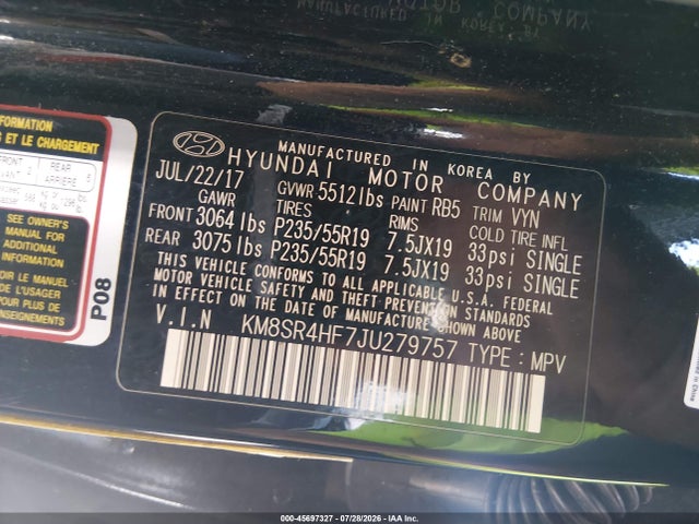 Hyundai Santa Fe Se Ultimate 2018 KM8SR4HF7JU279757 Image 9