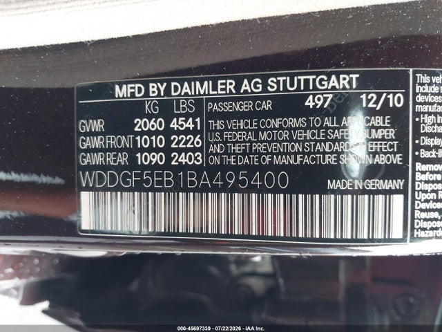 Aukcja sprzedaży 2011 Mercedes-benz C 300 Luxury/sport, vin: WDDGF5EB1BA495400, numer aukcji: 45697339