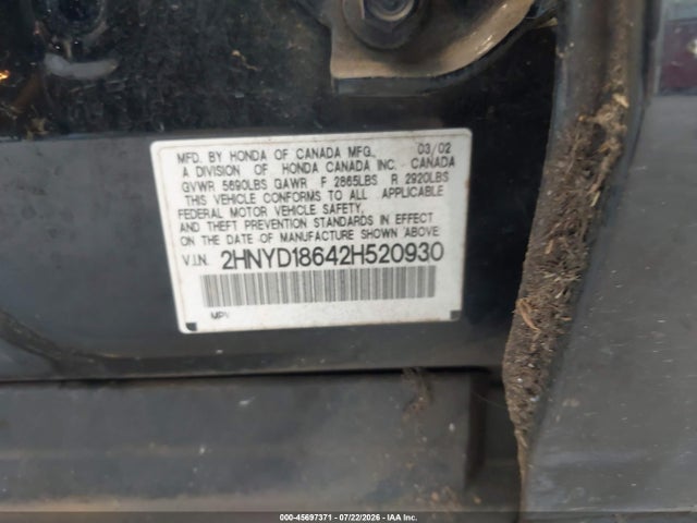 Aukcja sprzedaży 2002 Acura Mdx, vin: 2HNYD18642H520930, numer aukcji: 45697371