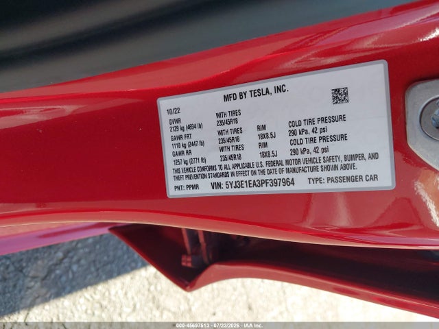 Tesla Model 3 Rear-wheel Drive 2023 5YJ3E1EA3PF397964 Image 9