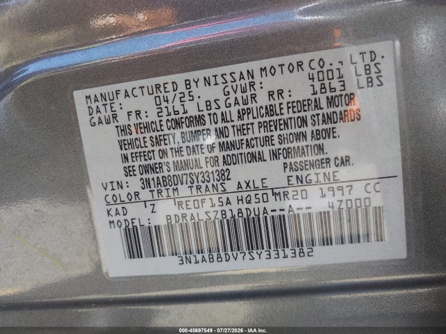 Nissan SENTRA SR 2025 3N1AB8DV7SY331382 Image 9