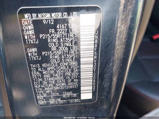 Aukcja sprzedaży 2013 Nissan Juke Sl, vin: JN8AF5MV3DT208937, numer aukcji: 45697561