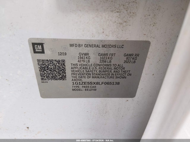 Aukcja sprzedaży 2020 Chevrolet Malibu Fwd Premier, vin: 1G1ZE5SX8LF065138, numer aukcji: 45697565