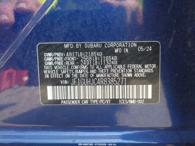 Aukcja sprzedaży 2024 Subaru Impreza Rs 5-door, vin: JF1GUHJC4R8385271, numer aukcji: 45697595