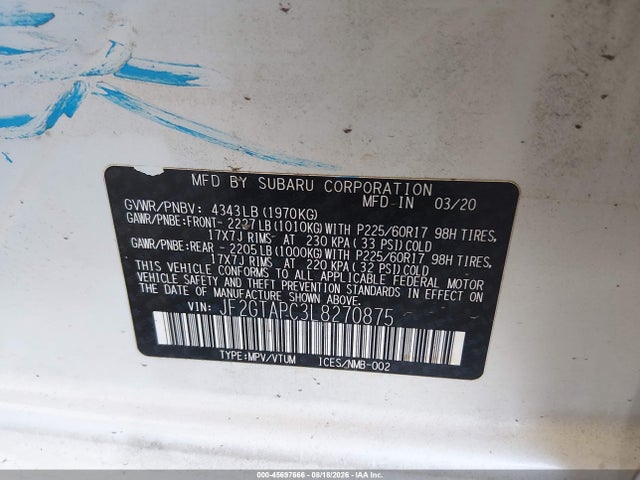 Subaru Crosstrek Premium 2020 JF2GTAPC3L8270875 Image 9