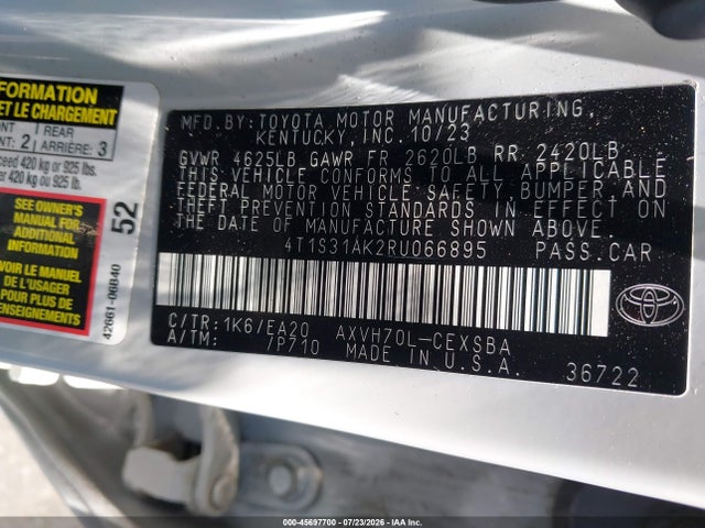 4T1S31AK2RU066895 Toyota Camry Hybrid Se