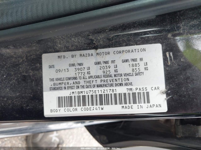 45697705 :رقم المزاد ، JM1BM1U75E1121781 vin ، 2014 Mazda Mazda3 مزاد بيع