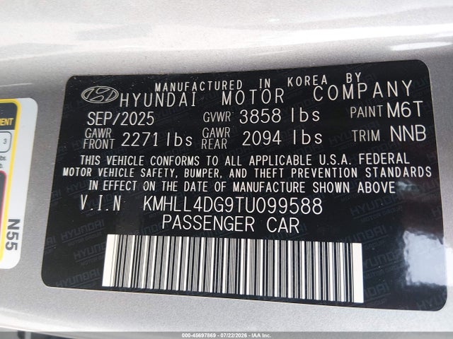 2026 Hyundai Elantra Se მანქანა იყიდება აუქციონზე, vin: KMHLL4DG9TU099588, აუქციონის ნომერი: 45697869