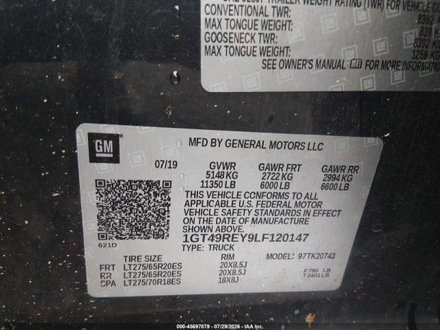 Продаж на аукціоні авто 2020 Gmc Sierra 2500hd 4wd  Standard Bed Denali, vin: 1GT49REY9LF120147, номер лоту: 45697879