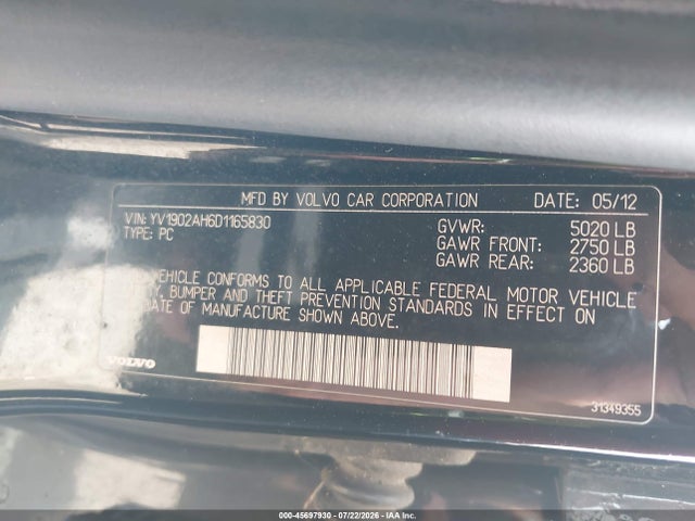 Продаж на аукціоні авто 2013 Volvo S80 T6/t6 Platinum/t6 Premier Plus, vin: YV1902AH6D1165830, номер лоту: 45697930