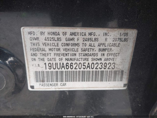 Продаж на аукціоні авто 2005 Acura Tl, vin: 19UUA66205A023923, номер лоту: 45698018