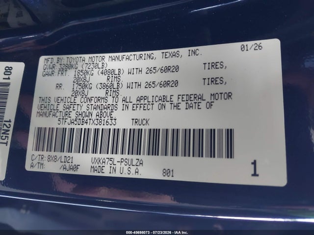 5TFJA5DB4TX381633 Toyota Tundra Limited Crewmax 5.5&#039; Bed