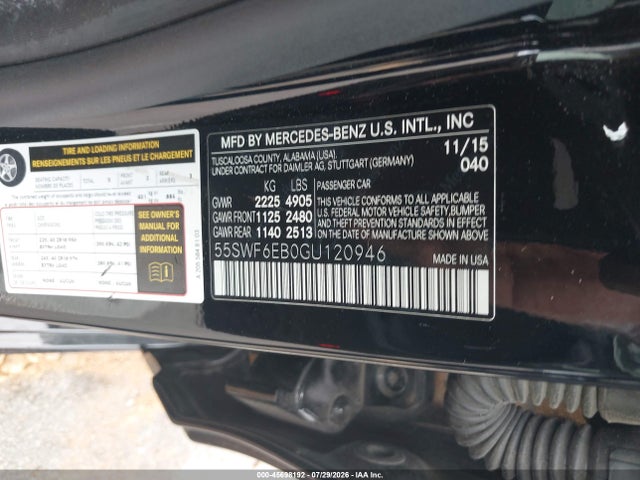 45698192 :رقم المزاد ، 55SWF6EB0GU120946 vin ، 2016 Mercedes-benz C 450 Amg 4matic مزاد بيع