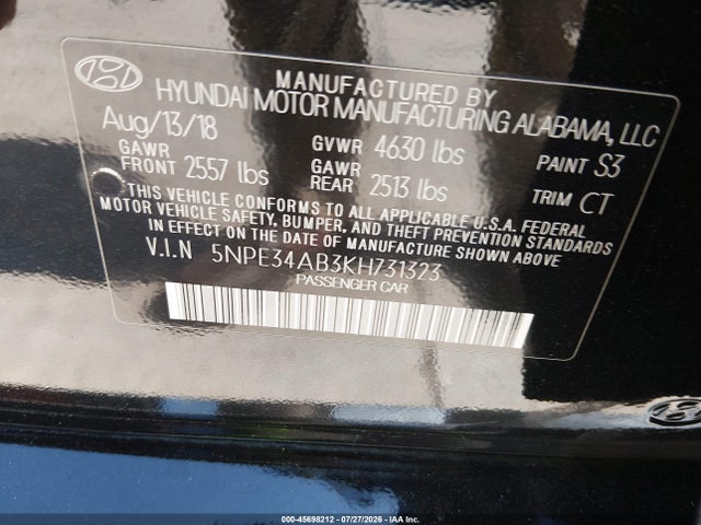 5NPE34AB3KH731323 Hyundai Sonata Limited 2.0t