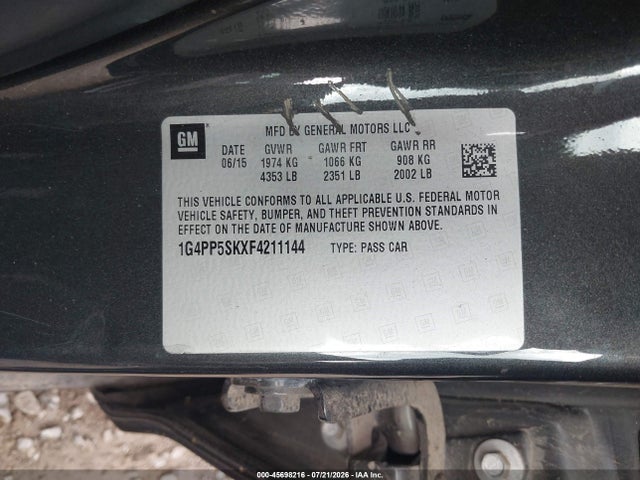 Aukcja sprzedaży 2015 Buick Verano, vin: 1G4PP5SKXF4211144, numer aukcji: 45698216
