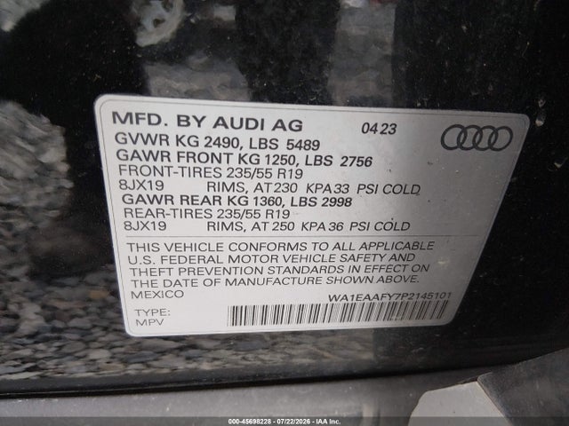 Aukcja sprzedaży 2023 Audi Q5 Premium Plus 45 Tfsi S Line Quattro, vin: WA1EAAFY7P2145101, numer aukcji: 45698228