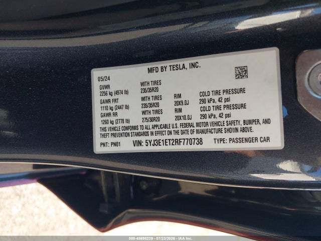 Tesla Model 3 Performance All-wheel Drive 2024 5YJ3E1ET2RF770738 Image 9