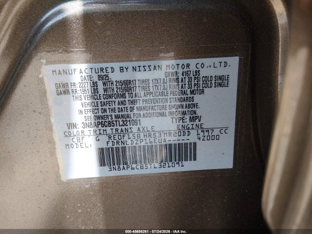 Aukcja sprzedaży 2026 Nissan Kicks Sv, vin: 3N8AP6CB5TL321091, numer aukcji: 45698261