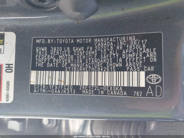 Toyota COROLLA SE 2017 2T1BURHE7HC942615 Image 9