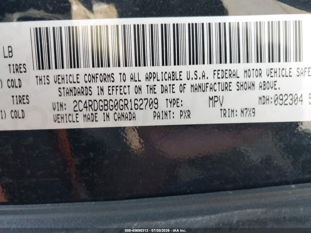 Dodge Grand Caravan Se Plus 2016 2C4RDGBG0GR162709 Image 9