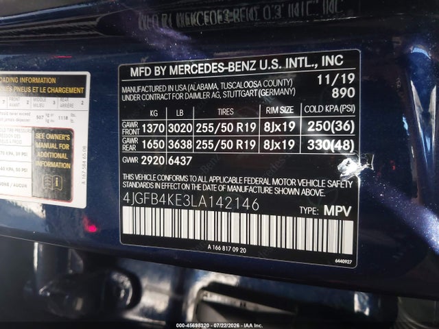 4JGFB4KE3LA142146 Mercedes-Benz Gle 350 4matic