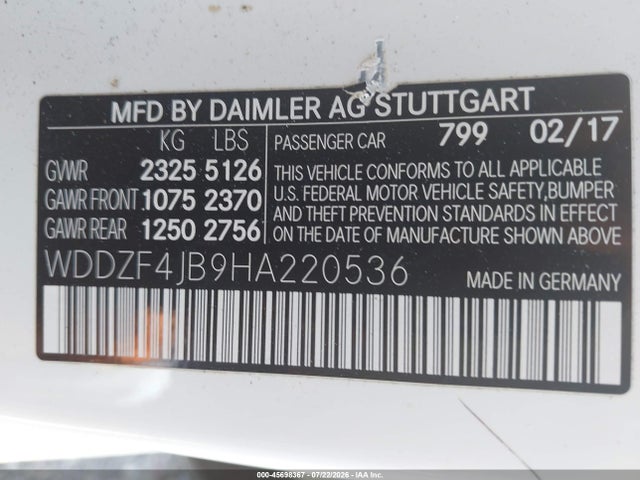 Mercedes-Benz E 300 2017 WDDZF4JB9HA220536 Image 9