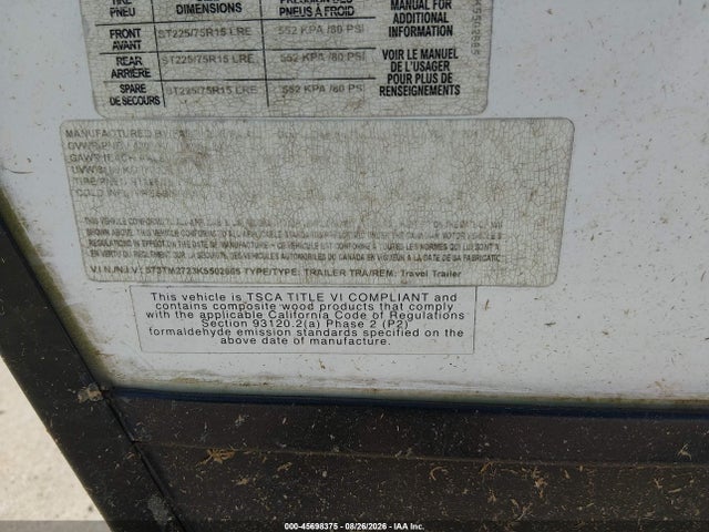 Продаж на аукціоні авто 2019 Grand Design Other, vin: 573TM2723K5502665, номер лоту: 45698375