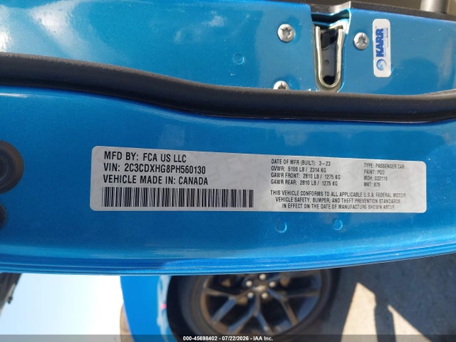 2C3CDXHG8PH560130 Dodge CHARGER GT