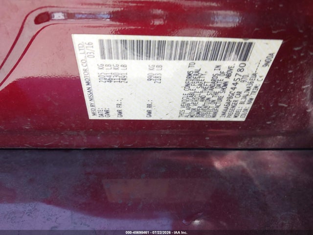 1N4AA6AP8GC445780 Nissan Maxima 3.5 Platinum/3.5 S/3.5 Sl/3.5 Sr/3.5 Sv