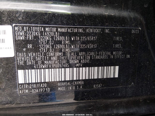 2023 Toyota Rav4 Hybrid Xle მანქანა იყიდება აუქციონზე, vin: 4T3RWRFV1PU097485, აუქციონის ნომერი: 45698464
