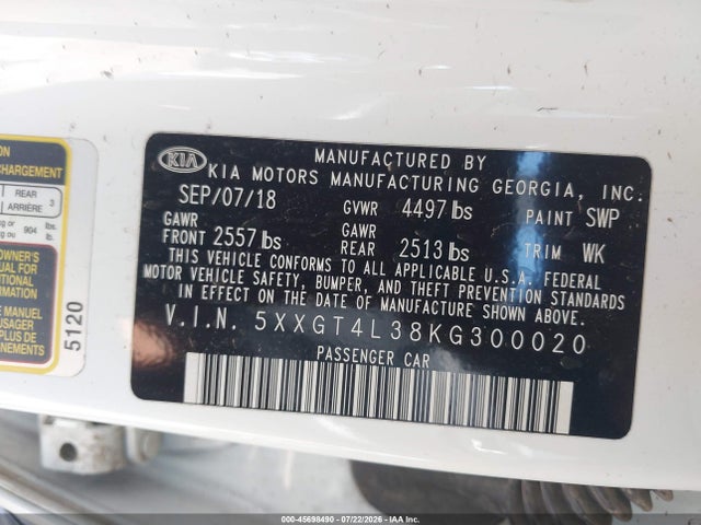 KIA Optima Lx 2019 5XXGT4L38KG300020 Image 9
