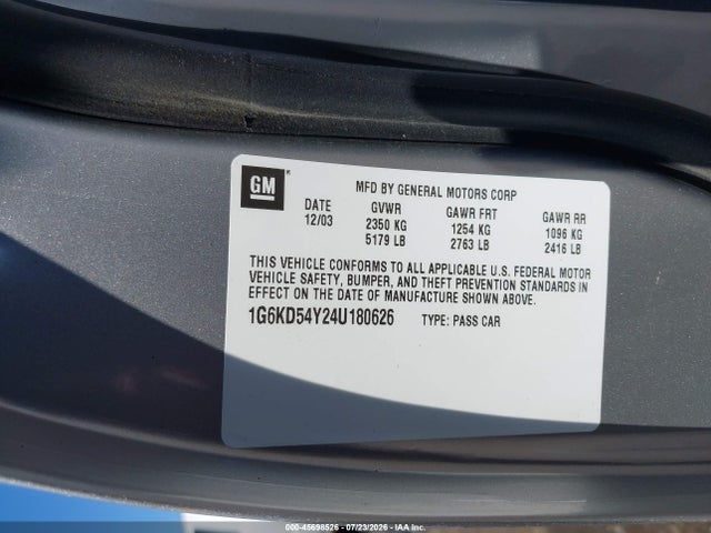 Продаж на аукціоні авто 2004 Cadillac Deville, vin: 1G6KD54Y24U180626, номер лоту: 45698526