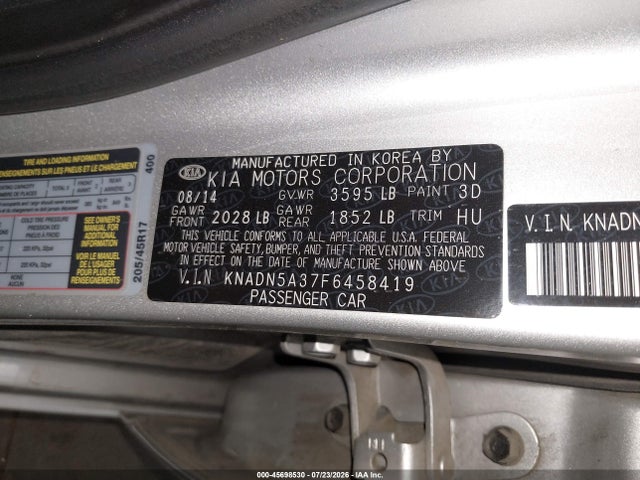 KNADN5A37F6458419 KIA Rio Sx