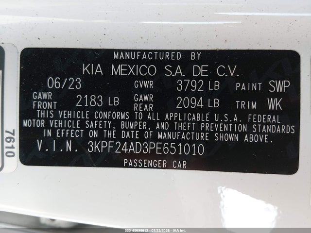 KIA Forte Lxs 2023 3KPF24AD3PE651010 Image 9