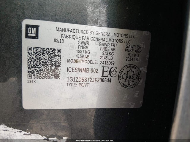 Chevrolet MALIBU LT 2018 1G1ZD5ST2JF200644 Image 9